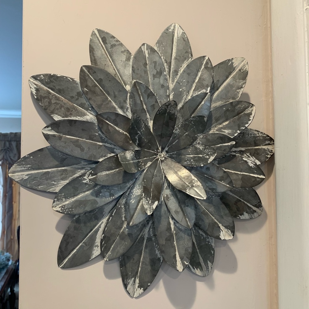 Silver Metal Flower Wall Decor